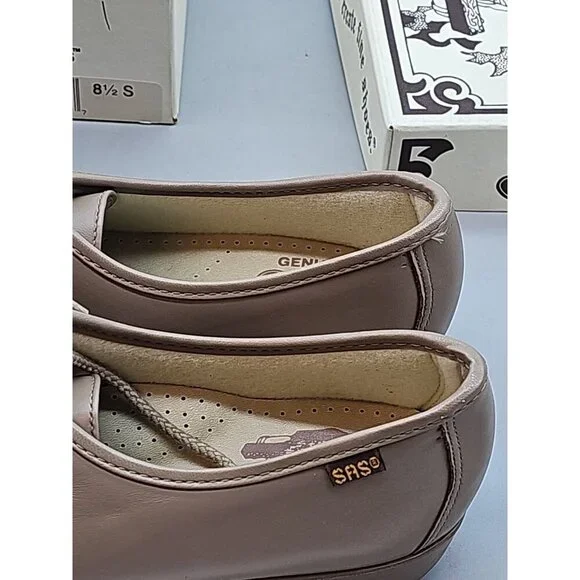 SAS Siesta Lace Up Soft Step Walking Shoe Taupe Womens 8.5 Hand-sewn USA Leather - Picture 6 of 6